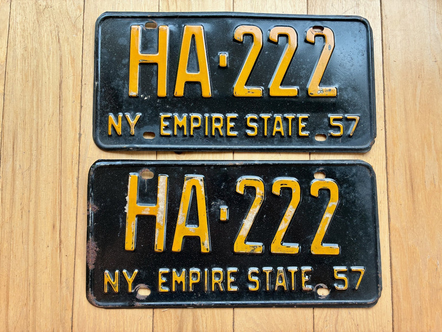 Pair of 1957 New York License Plates
