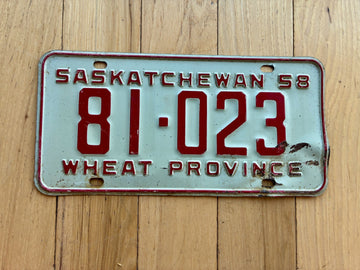 1958 Saskatchewan License Plate
