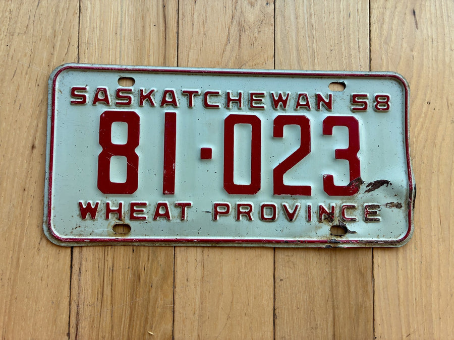 1958 Saskatchewan License Plate