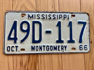1966 Mississippi Montgomery County License Plate