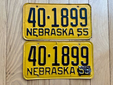 Pair of 1955 Nebraska License Plates