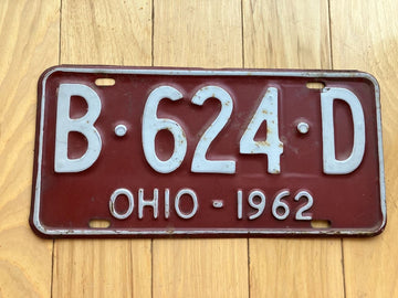 1962 Ohio License Plate