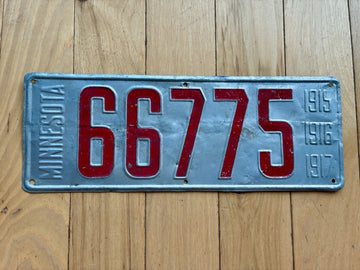 1915 1916 1917 Minnesota License Plate