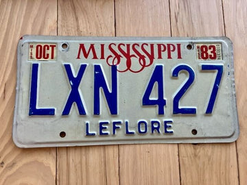 1983 Mississippi Leflore County License Plate