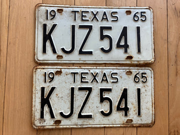 Pair of 1965 Texas License Plates - Check With DMV For YOM