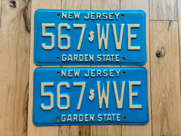 Pair of 1980s Base New Jersey License Plates