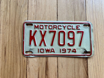 1974 Iowa Motorcycle License Plate