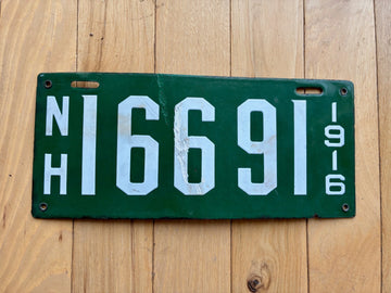 1916 New Hampshire License Plate - Touch Up On 6