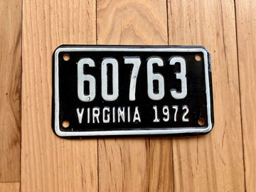1972 Virginia Motorcycle License Plate