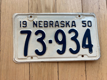 1950 Nebraska License Plate
