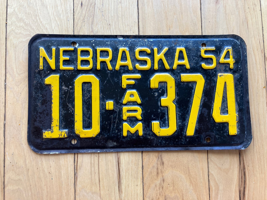 1954 Nebraska Farm License Plate