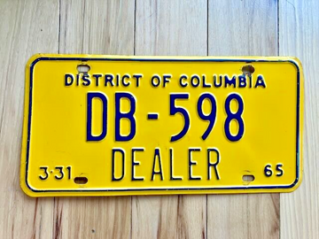1965 District of Columbia Dealer License Plate