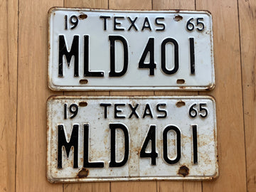 Pair of 1965 Texas License Plates - Check With DMV For YOM