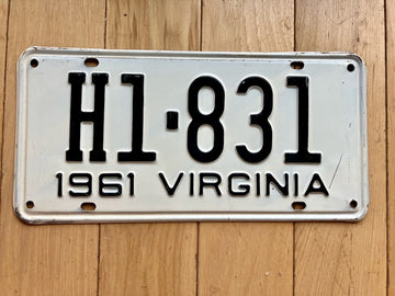 1961 Virginia Taxi License Plate