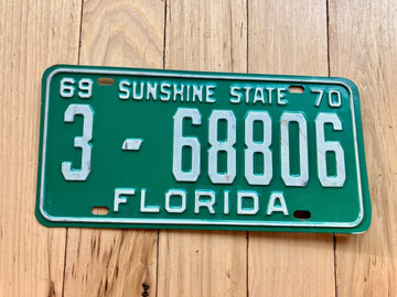1969 1970 Florida License Plate - Numbers YOM Clear