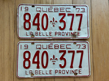 1973 Pair of Quebec License Plates