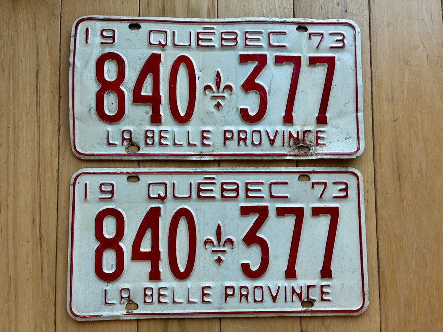 1973 Pair of Quebec License Plates