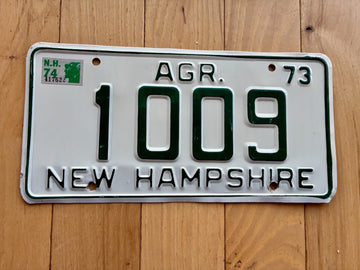 1973 1974 New Hampshire Agriculture License Plate