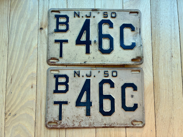 Pair of 1950 New Jersey License Plates