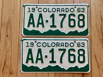 Pair of 1963 Colorado License Plates