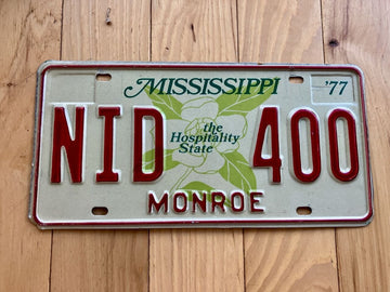 1977 Mississippi Monroe County License Plate