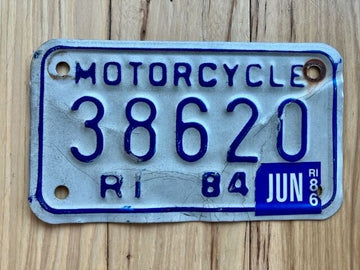 1984/1986 Rhode Island Motorcycle License Plate