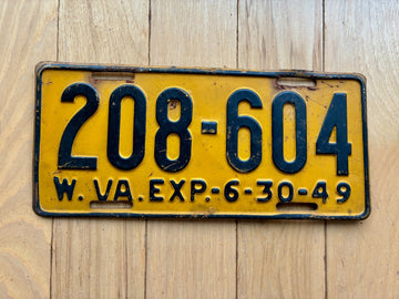1949 West Virginia License Plate