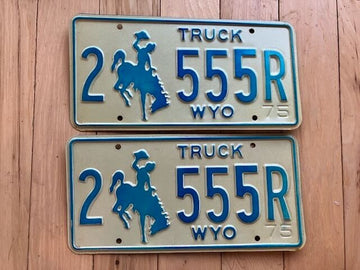 Pair of 1975 Wyoming Truck License Plates