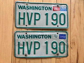 Pair Of 1980 Base Washington State License Plates W/ 2000 Tabs
