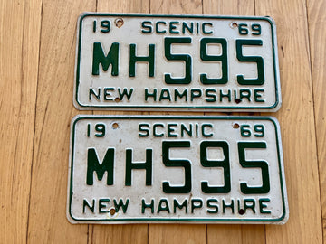 Pair of 1969 New Hampshire License Plates
