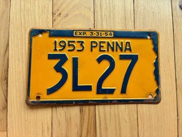 1953 1954 Pennsylvania License Plate