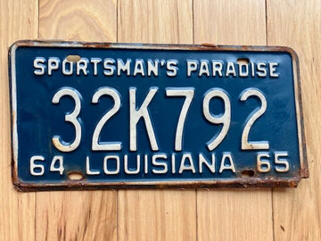 1965 Louisiana Sportsman's Paradise License Plate