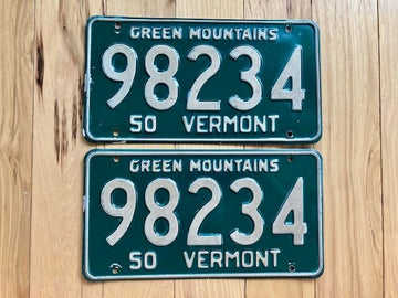 Pair of 1950 Vermont License Plates