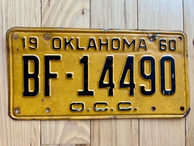 1960 Oklahoma OCC Bulk Freight Trucking Permit License Plate