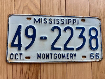 1966 Mississippi Montgomery County License Plate