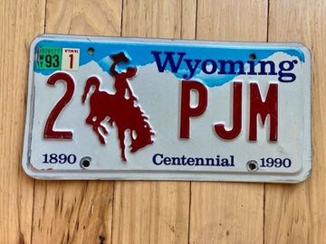 1993 Wyoming License Plate - Vanity? PJM