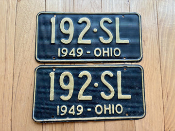 Pair of 1949 Ohio Waffle License Plates