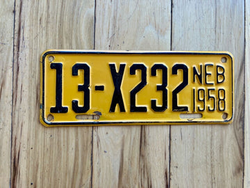 1958 Nebraska Farm Trailer License Plate