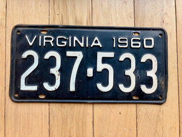 1960 Virginia License Plate