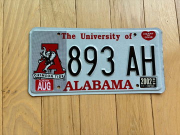 2002 The University of Alabama License Plate