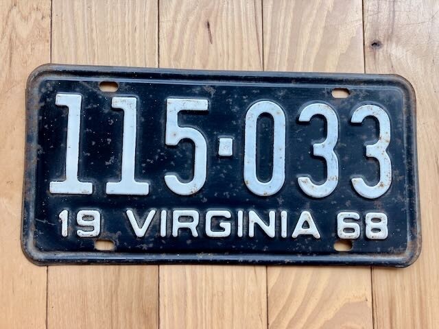 1968 Virginia License Plate