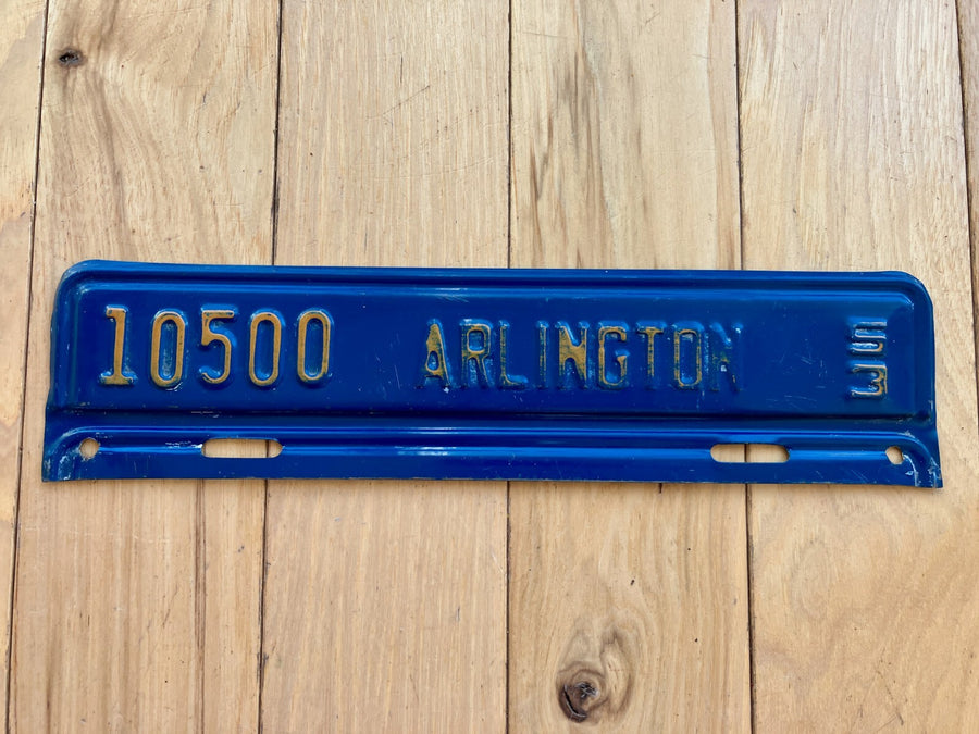 1953 Arlington Virginia License Plate Town Topper