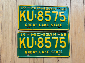 1968 Pair of Michigan License Plates