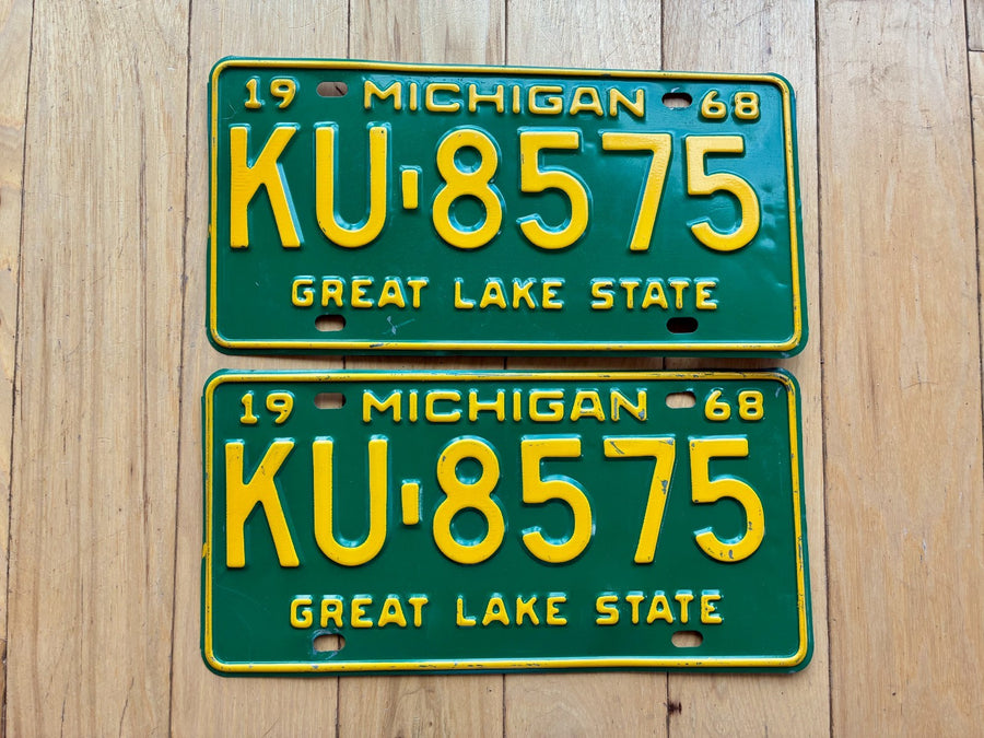 1968 Pair of Michigan License Plates