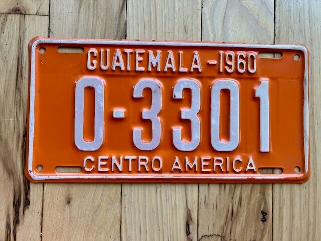 1960 Guatemala Centro America License Plate