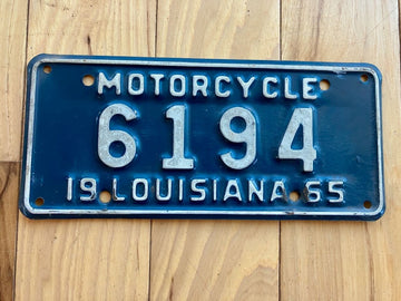 1965 Louisiana Motorcycle License Plate