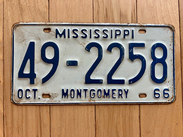 1966 Mississippi Montgomery County License Plate