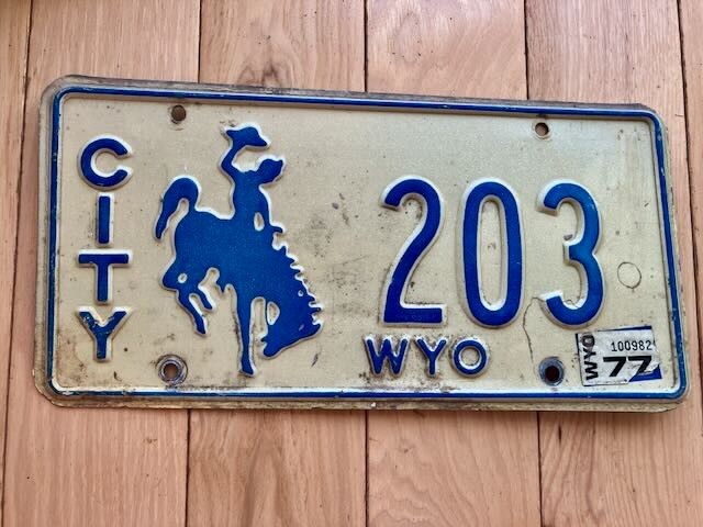 1977 Wyoming City License Plate