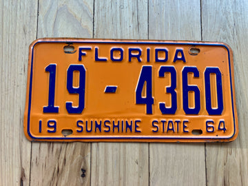 1964 Florida License Plate - Numbers YOM Clear