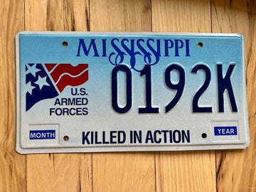 1998 Mississippi Killed In Action License Plate